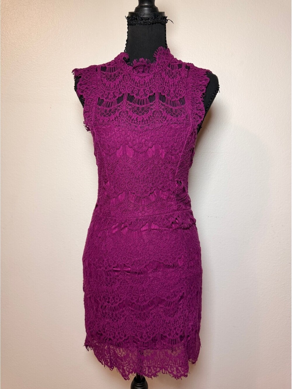 Free People Magenta Lace Dress XS Open Back Sleeveless Intimately